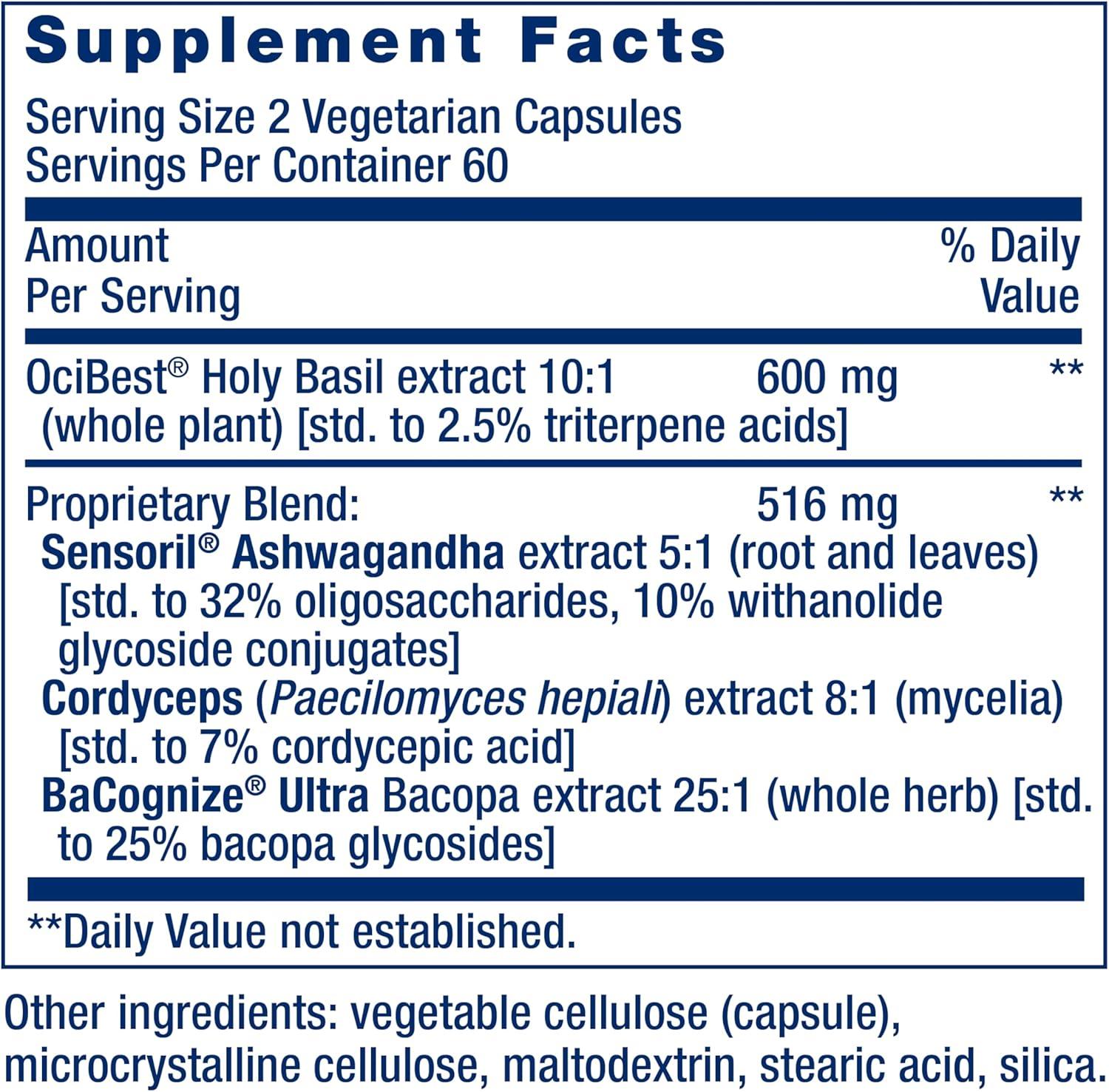 image:imageLife Extension Adrenal Energy Formula Help inhibit the Effects of Stress holy Basil cordyceps bacopa and ashwagandha Gluten Free NonGMO Vegetarian 60 CapsulesUnflavored