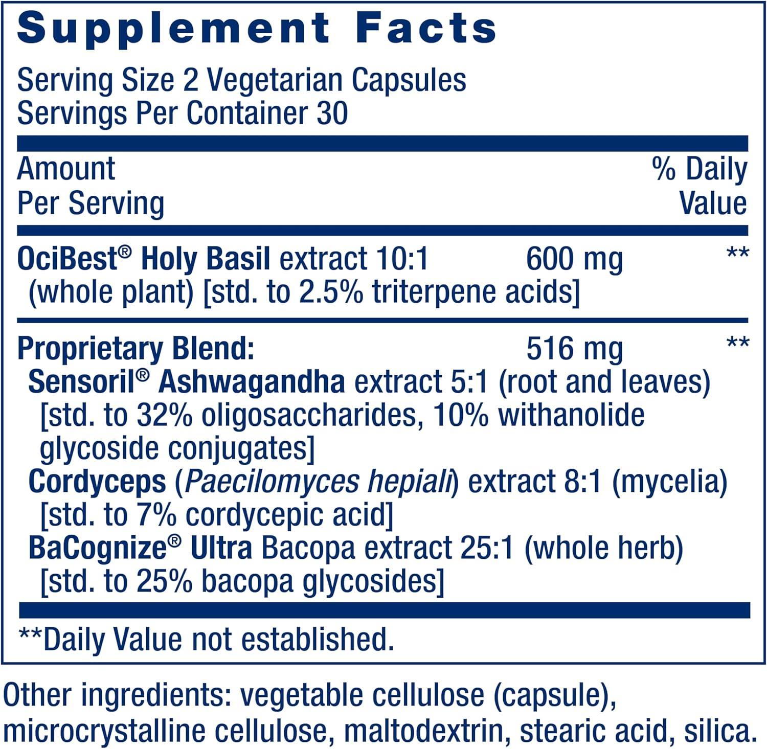 image:imageLife Extension Adrenal Energy Formula Help inhibit the Effects of Stress holy Basil cordyceps bacopa and ashwagandha Gluten Free NonGMO Vegetarian 60 CapsulesUnflavored
