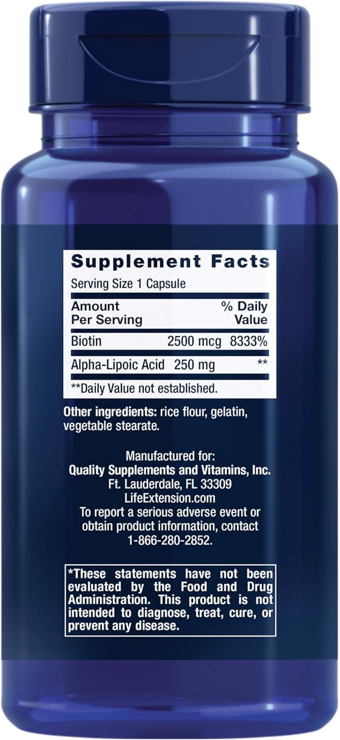 image:imageLife Extension AlphaLipoic Acid with Biotin for Cell Protection Universal antioxidant for Liver amp Nerve Health GlutenFree NonGMO 60 Capsules