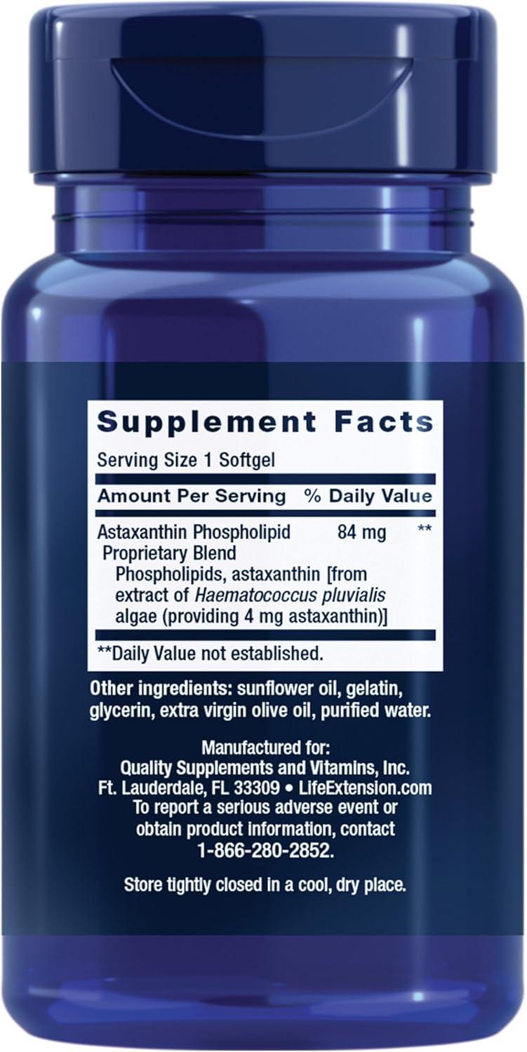 image:imageLife Extension Astaxanthin with Phospholipids Antioxidant Support Eye Health AlgaeDerived GlutenFree NonGMO 30 SoftgelsAstaxanthin