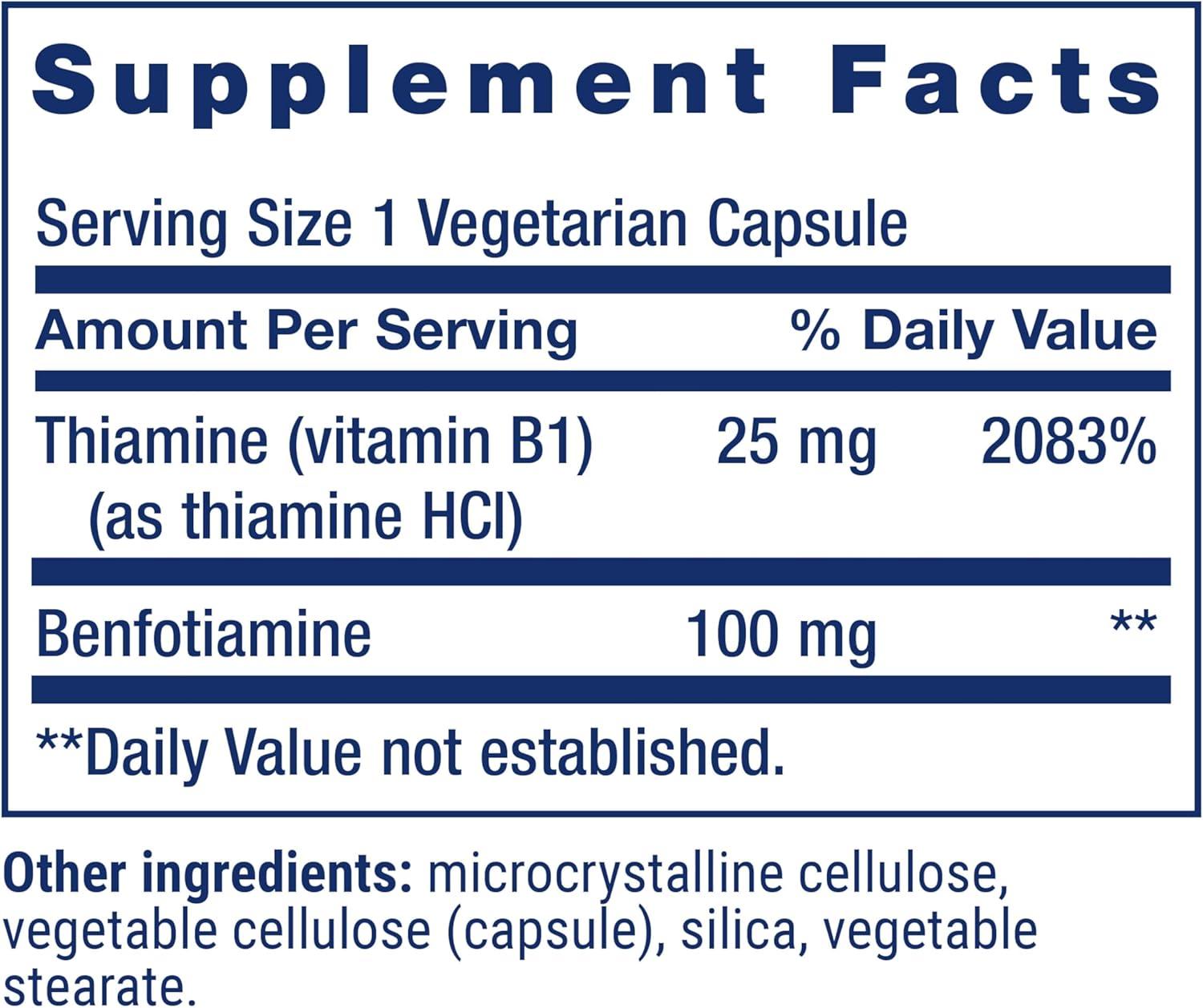 image:imageLife Extension Benfotiamine with Thiamine Healthy Blood Sugar Metabolism Support 100 mg benfotiamine Cardiovascular Health Brain Health NonGMO GlutenFree 120 Vegetarian Capsules120 Count Pack of 2