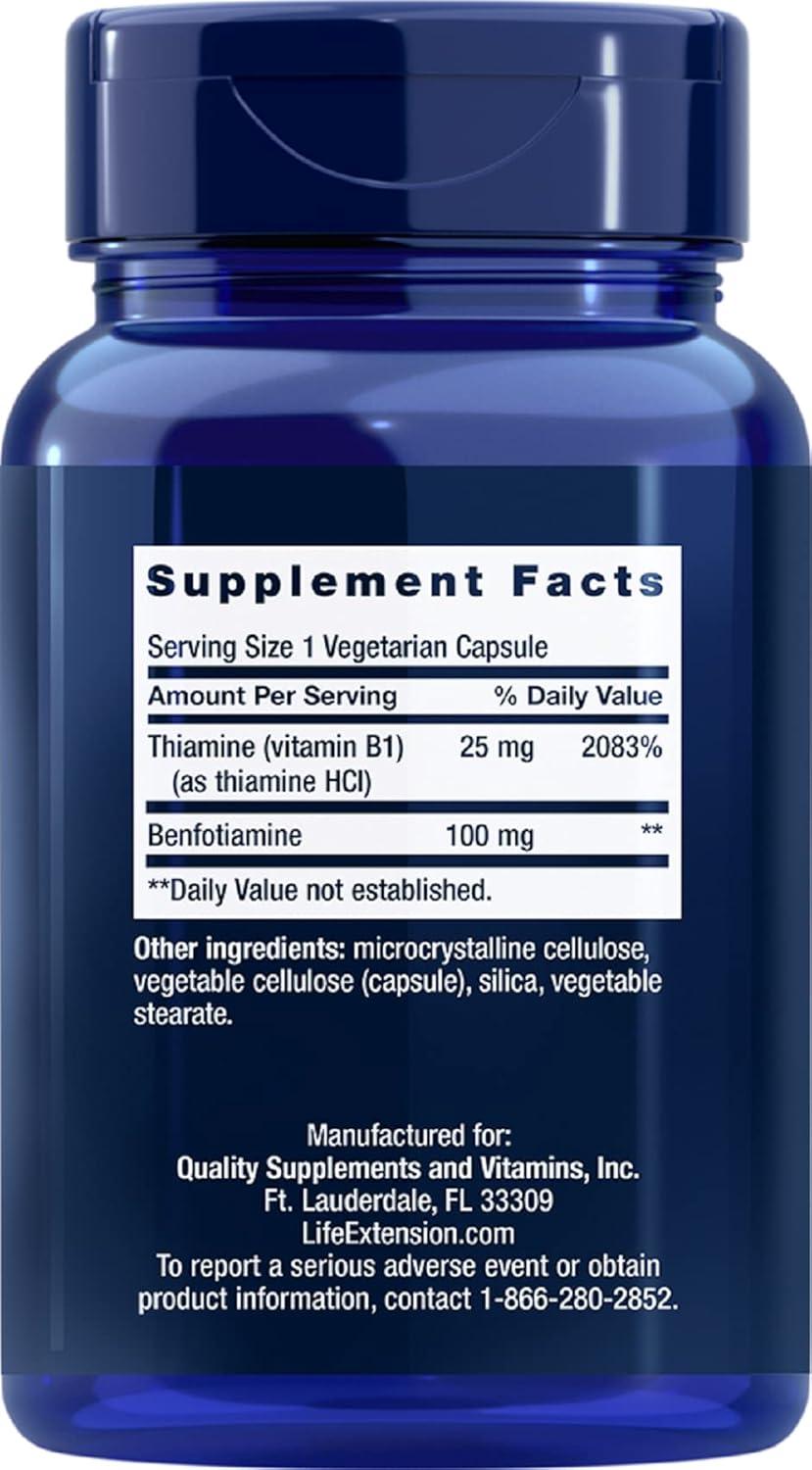 image:imageLife Extension Benfotiamine with Thiamine Healthy Blood Sugar Metabolism Support 100 mg benfotiamine Cardiovascular Health Brain Health NonGMO GlutenFree 120 Vegetarian Capsules120 Count Pack of 2