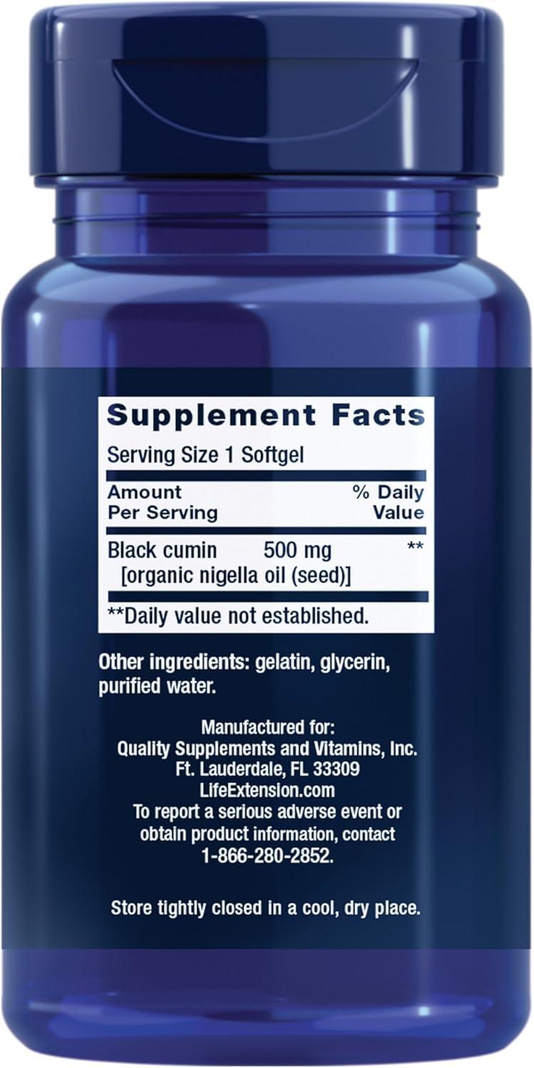 image:imageLife Extension Black Cumin Seed Oil Black Cumin Immune Health Support WholeBody Health Healthy Aging Gluten Free NonGMO 60 softgels60 Count Pack of 1