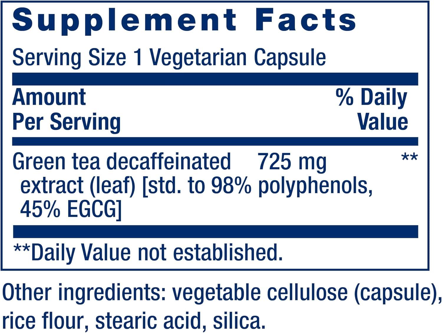 image:imageLife Extension Decaffeinated Mega Green Tea Extract PolyphenolRich Cell Health Heart Health Brain Health Antioxidant Protection NonGMO GlutenFree Vegetarian 100 Capsules100 Count Pack of 2