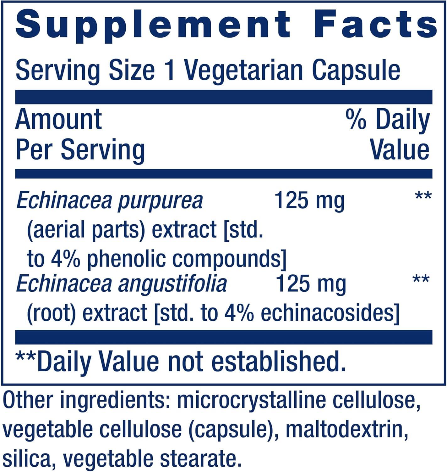 image:imageLife Extension Echinacea Elite E purpurea E angustifolia WholePlant Extract Immune Support Dualextracts standardized Formula Gluten Free NonGMO Vegetarian 60 Capsules