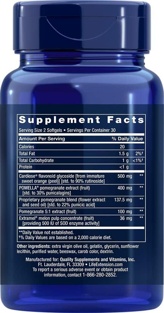 image:imageLife Extension Endothelial Defense Pomegranate Plus Pomegranate Seed Flower And Fruit Extract Formula Supplement for Heart and Endothelial Health GlutenFree NonGMO 60 Softgels