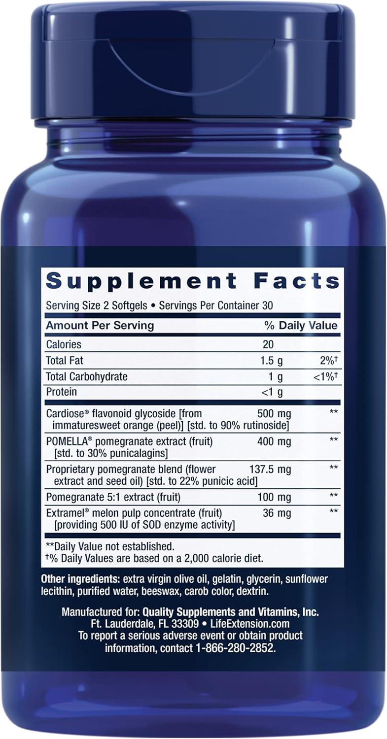 image:imageLife Extension Endothelial Defense Pomegranate Plus Pomegranate Seed Flower And Fruit Extract Formula Supplement for Heart and Endothelial Health GlutenFree NonGMO 60 Softgels