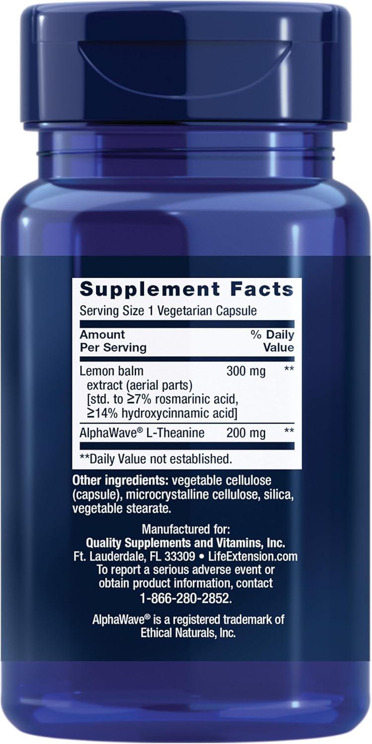 image:imageLife Extension Enhanced Stress Relief Lemon Balm Extract Ltheanine decompress with This Supplement for Stress GlutenFree NonGMO Vegetarian 30 Capsules