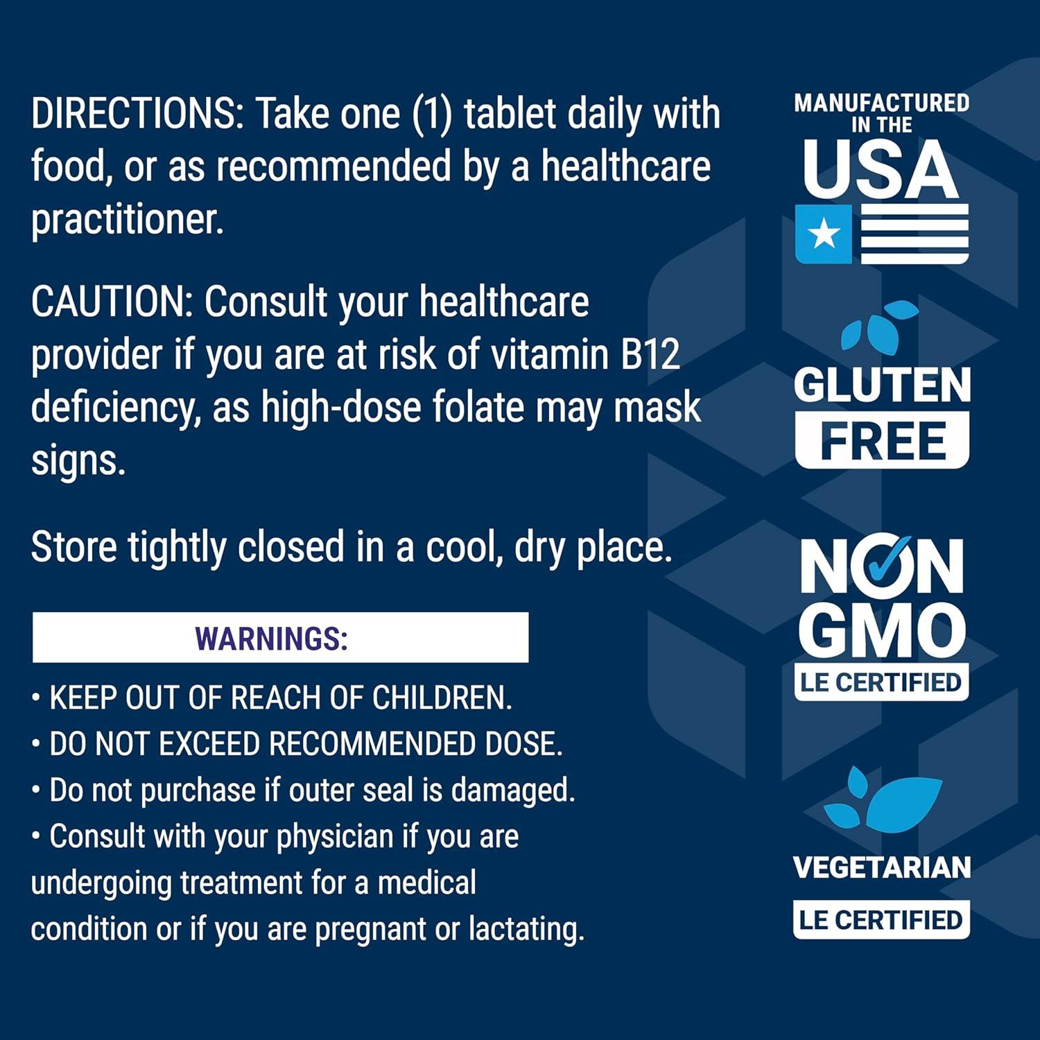 image:imageLife Extension High Potency Optimized Folate Lmethylfolate Folic Acid 8500 mcg DFE Heart amp Brain Support Healthy Homocysteine Levels GlutenFree NonGMO Vegetarian 30 Tablets