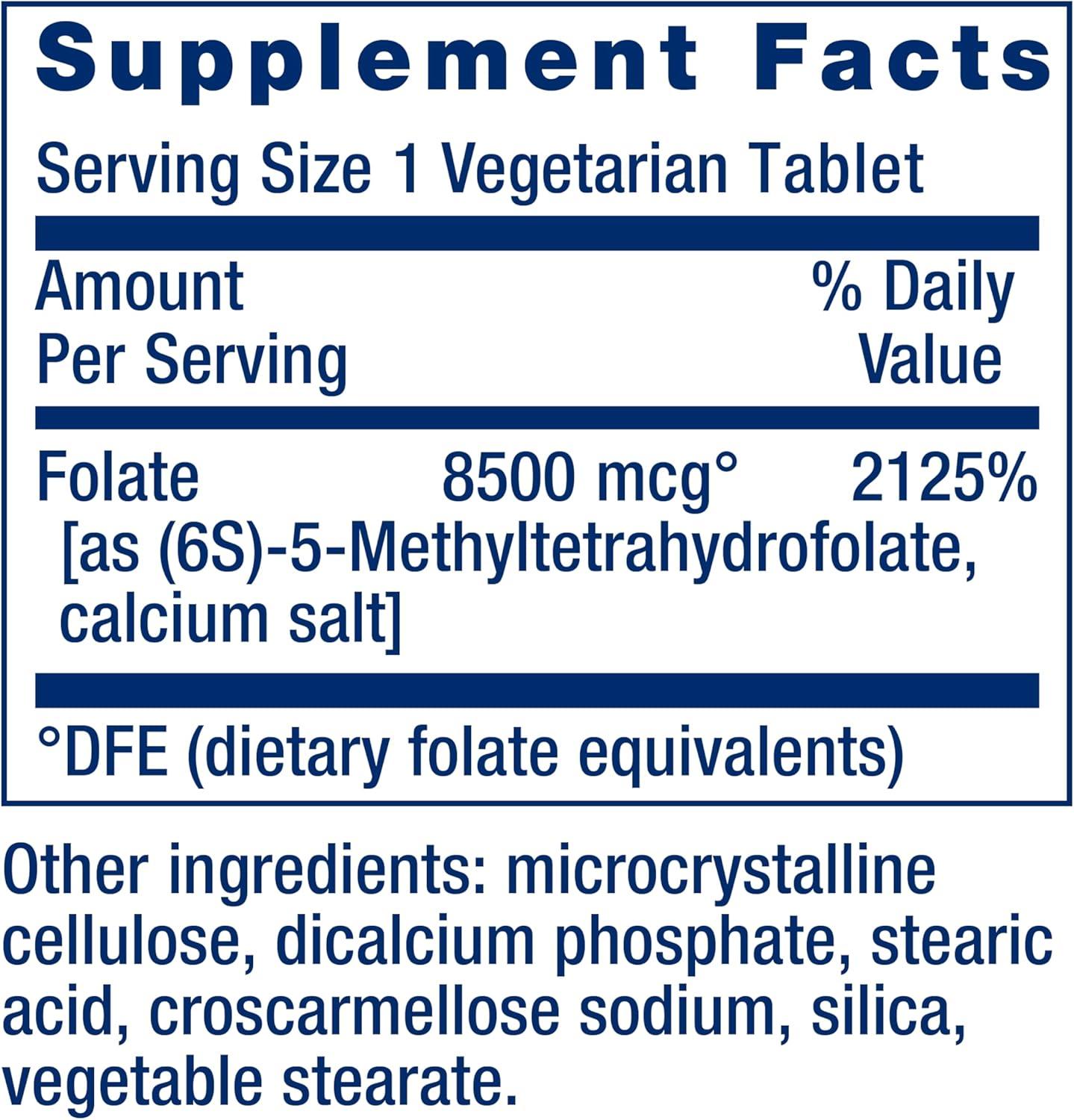 image:imageLife Extension High Potency Optimized Folate Lmethylfolate Folic Acid 8500 mcg DFE Heart amp Brain Support Healthy Homocysteine Levels GlutenFree NonGMO Vegetarian 30 Tablets