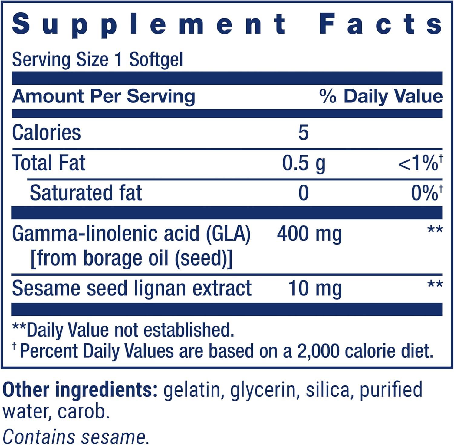 image:imageLife Extension Mega GLA Sesame Lignans Omega6 Fatty acids to Promote a Healthy inflammatory Response Gluten Free NonGMO 30 softgels