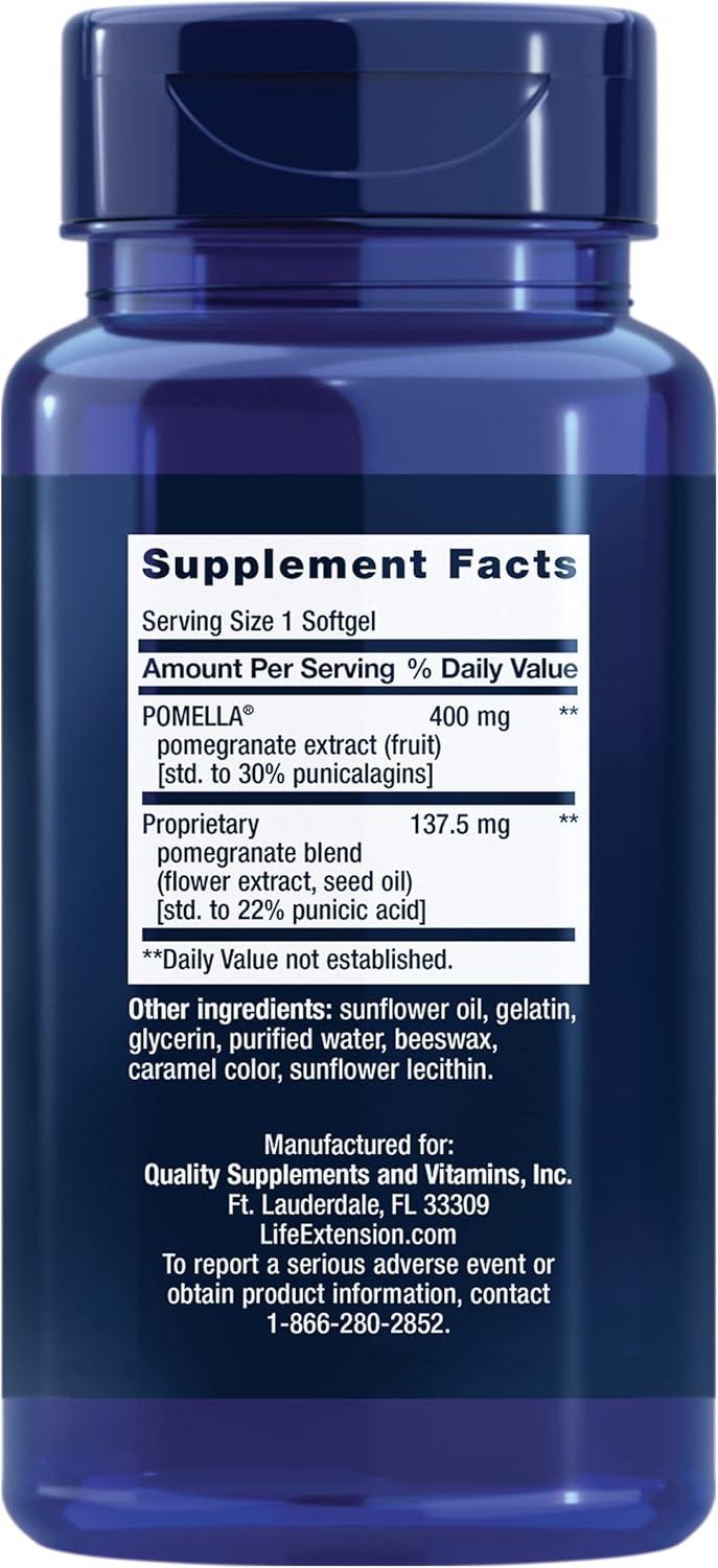 image:imageLife Extension Pomegranate Complete Fruit Extract Flower Seed Oil Extract Cardiovascular Health antioxidant Support superfood Supplement Gluten Free NonGMO 30 softgels30 Count Pack of 1