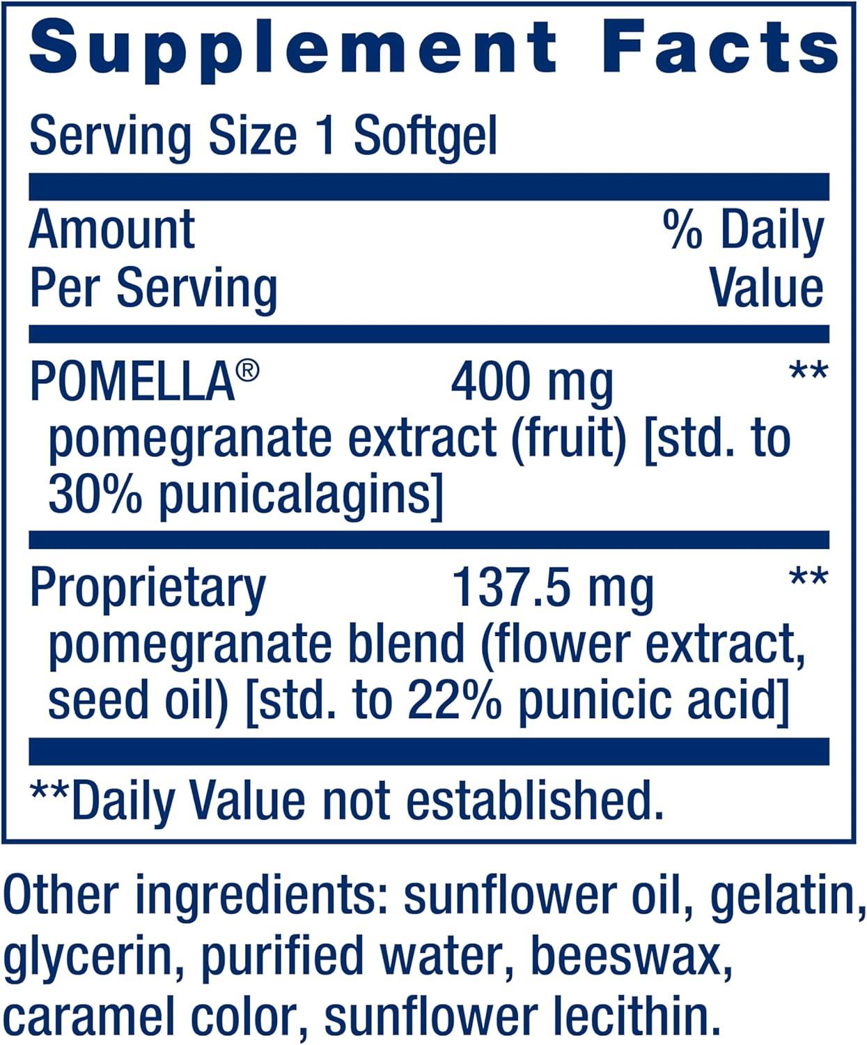 image:imageLife Extension Pomegranate Complete Fruit Extract Flower Seed Oil Extract Cardiovascular Health antioxidant Support superfood Supplement Gluten Free NonGMO 30 softgels30 Count Pack of 1