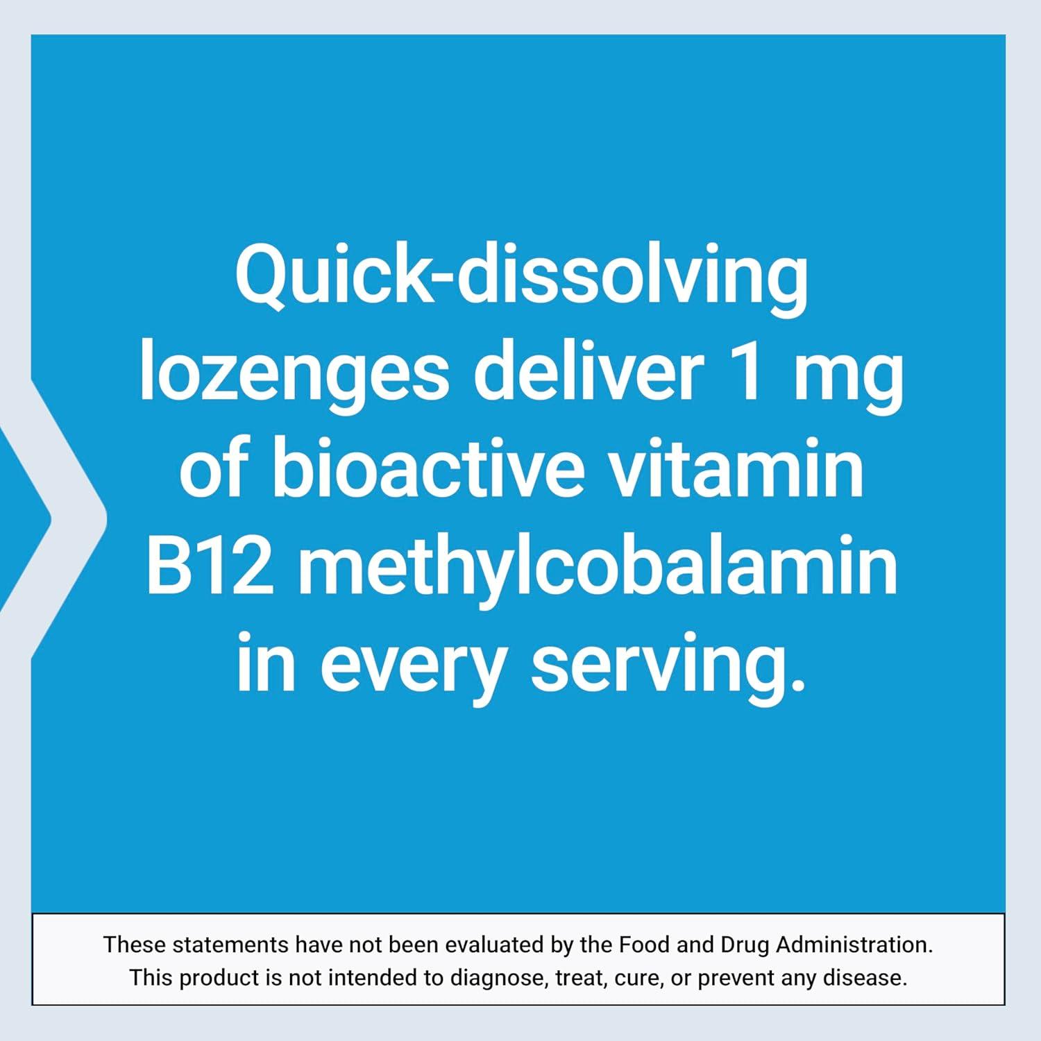 image:imageLife Extension Vitamin B12 Methylcobalamin Nerve Health Supplement Cognitive Support Energy Vitamin methylcobalamin B12 1 mg QuickDissolving Vegetarian 60 lozengesStandard Packaging