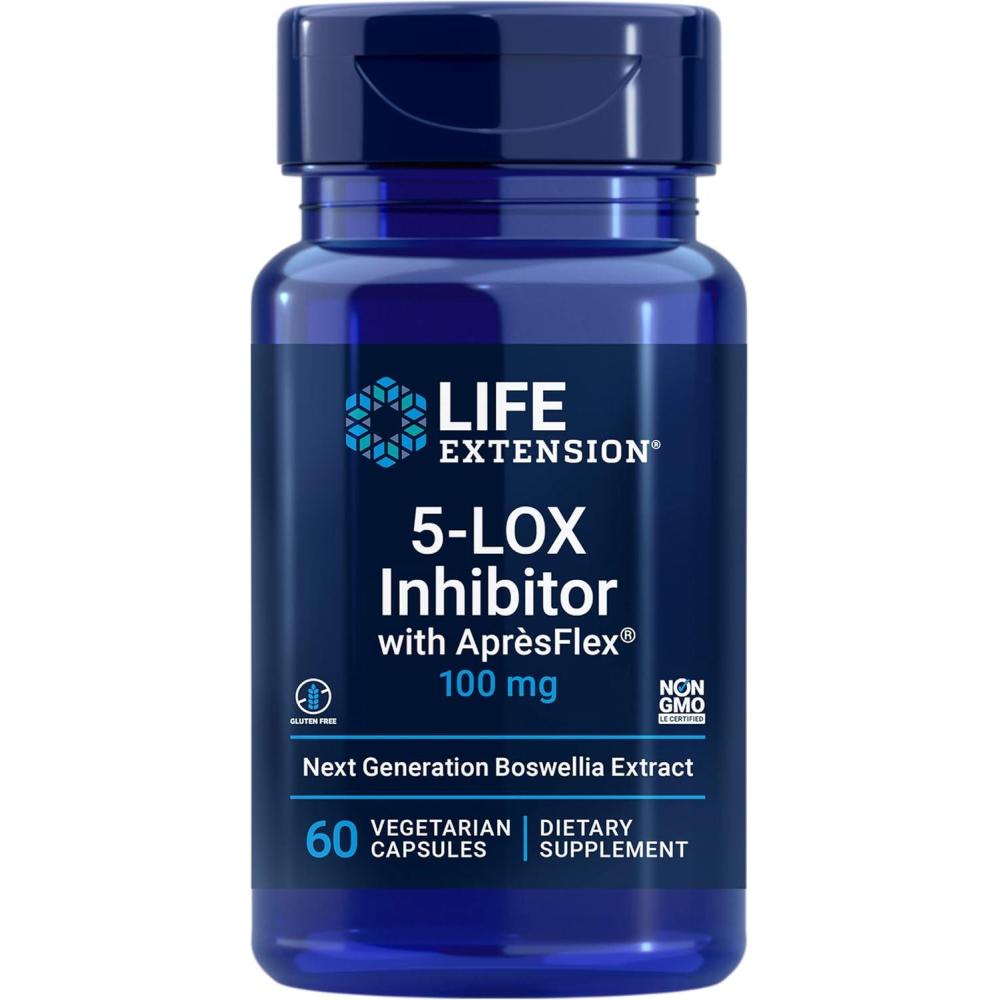 image:imageLife Extension 5LOX Inhibitor with AprsFlex 100 mg standardized Boswellia serrata Extract Promotes Joint Cell amp arterial Health GlutenFree NonGMO Vegetarian 60 CapsulesStandard Packaging