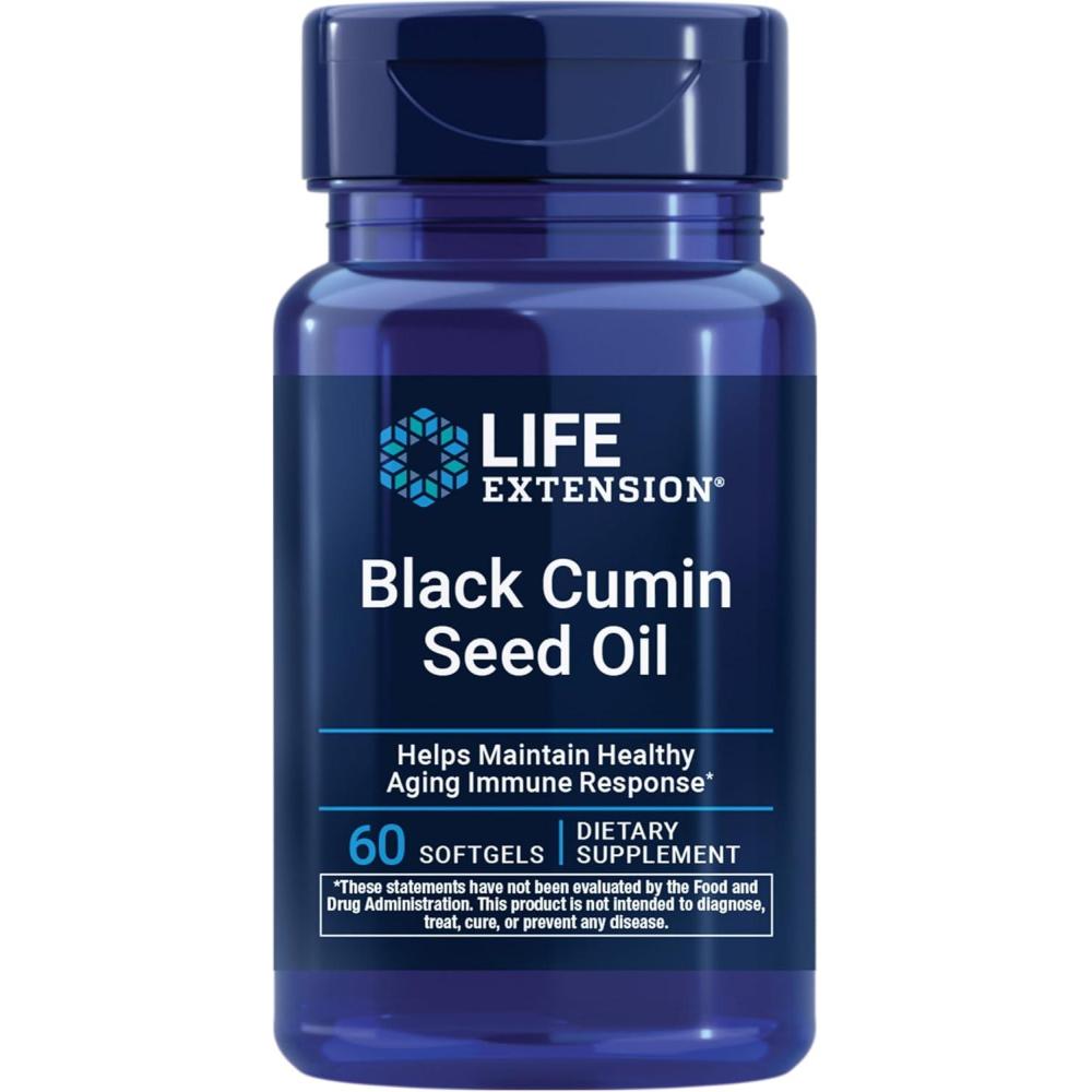 image:imageLife Extension Black Cumin Seed Oil Black Cumin Immune Health Support WholeBody Health Healthy Aging Gluten Free NonGMO 60 softgels60 Count Pack of 1