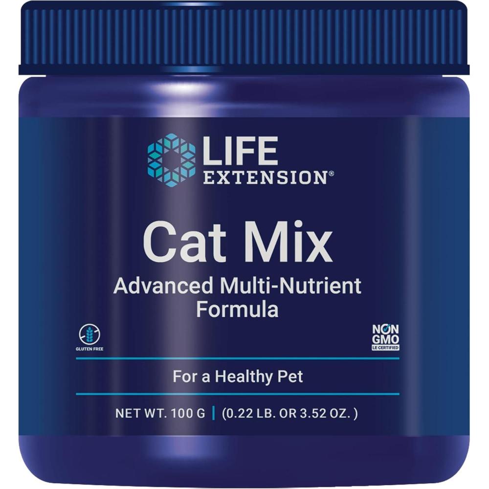 image:imageLife Extension Cat Mix cat Food Supplements Heart Health probiotics Larginine Taurine B12 folic Acid Vitamin C Vitamin E Rosemary Nutrient Absorption GlutenFree NonGMO 85 Servings045 Pound