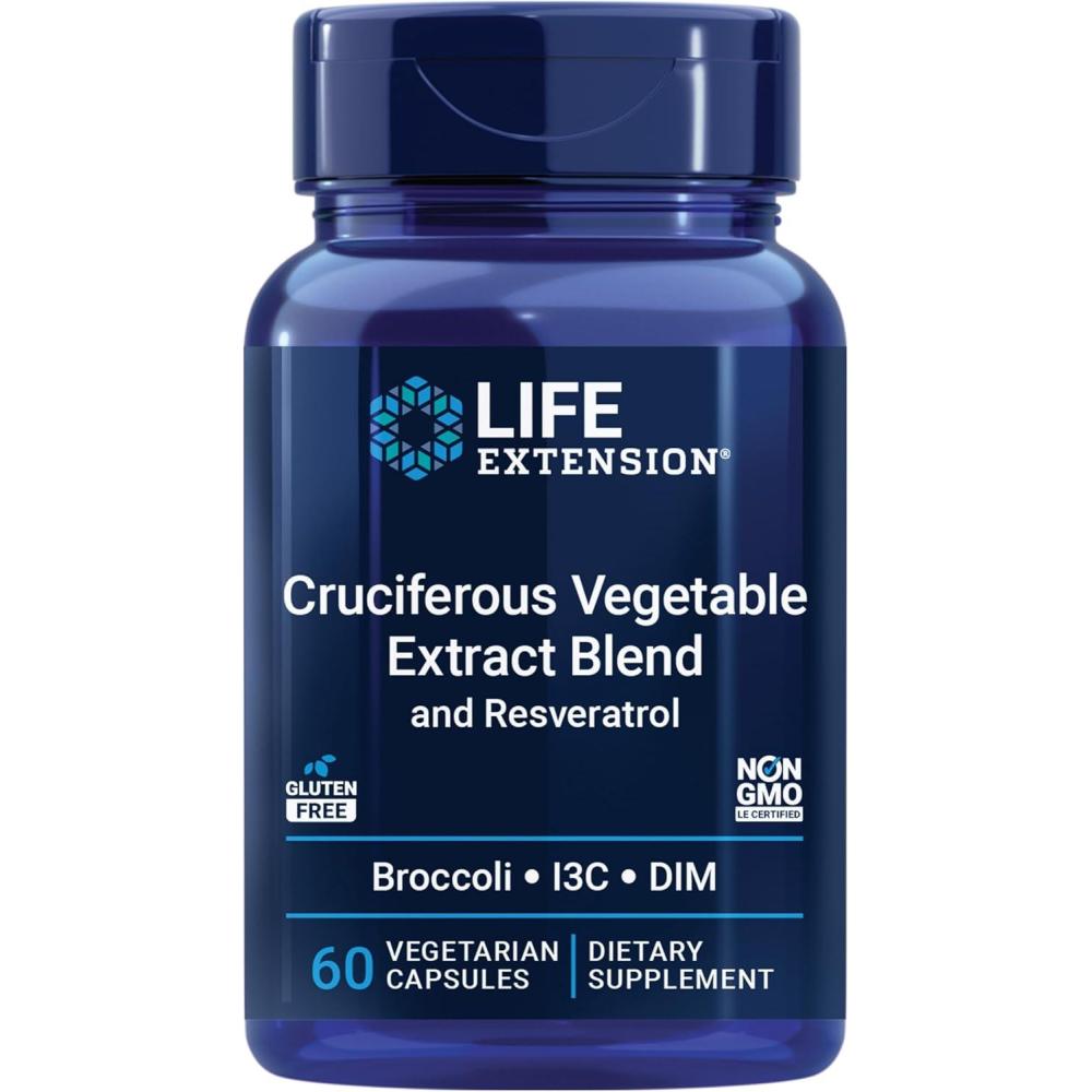 image:imageLife Extension Cruciferous Vegetable Extract amp Resveratrol Broccoli Cabbage resveratrol Supports Cellular Protection GlutenFree NonGMO Vegetarian 60 Capsules