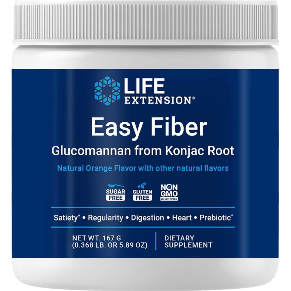 image:imageLife Extension Easy Fiber Glucomannan Fiber Regularity Digestion Heart Health No Artificial Sweeteners Vegetarian NonGMO Gluten Free Sugar Free Net Wt 167 G 0368 Lb Or 589 Oz