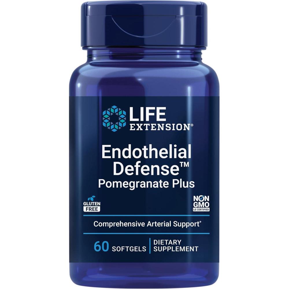 image:imageLife Extension Endothelial Defense Pomegranate Plus Pomegranate Seed Flower And Fruit Extract Formula Supplement for Heart and Endothelial Health GlutenFree NonGMO 60 Softgels