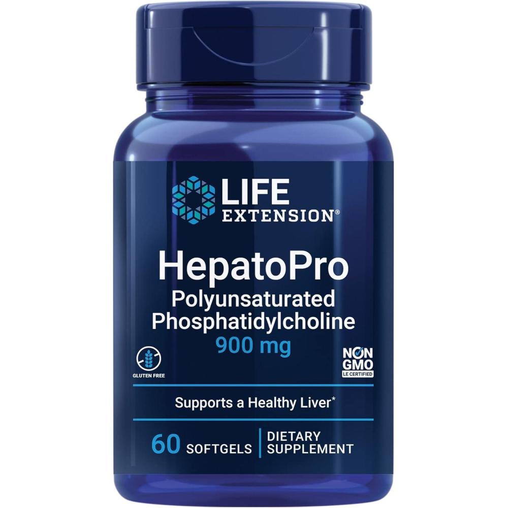 image:imageLife Extension HepatoPro polyunsaturated phosphatidylcholine 900 mg Supports a Healthy Liver and detoxification Protects Against oxidative Stress GlutenFree NonGMO 60 softgelsStandard Packaging