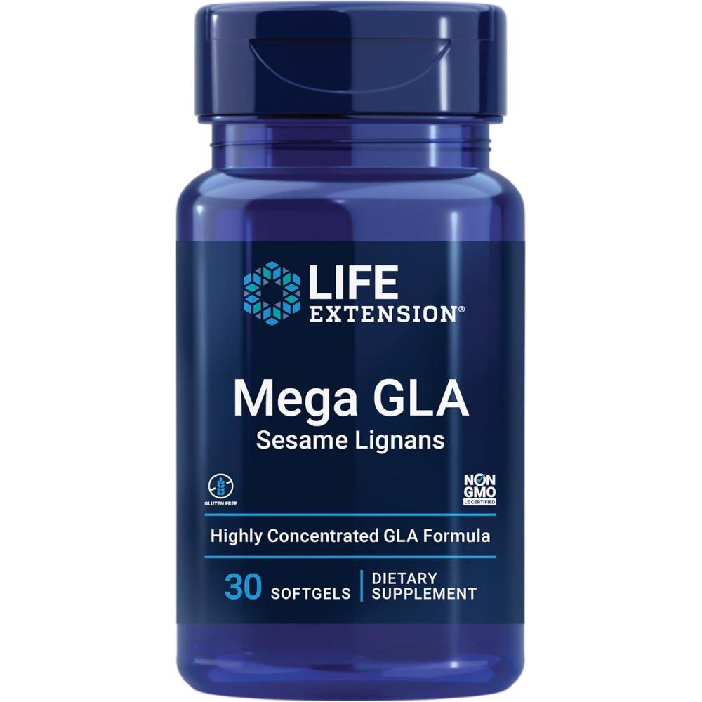 image:imageLife Extension Mega GLA Sesame Lignans Omega6 Fatty acids to Promote a Healthy inflammatory Response Gluten Free NonGMO 30 softgels