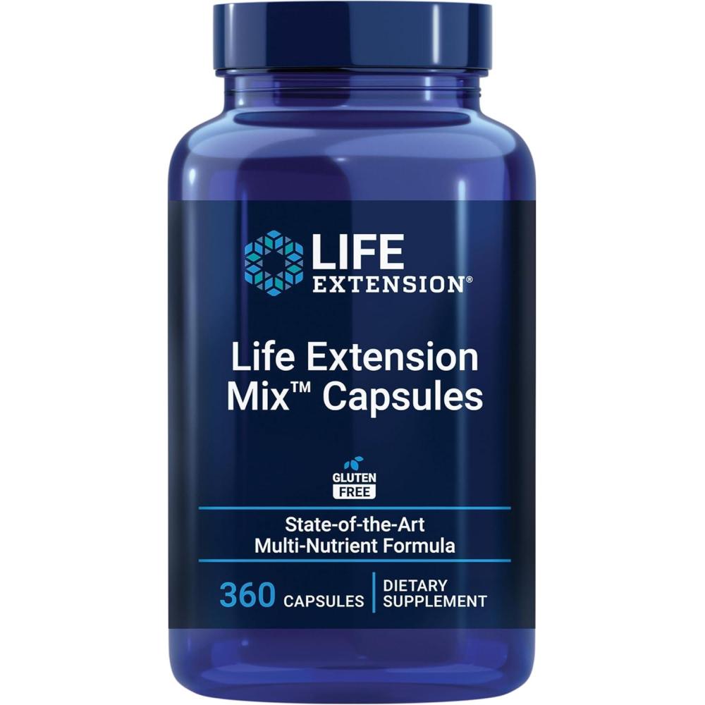 image:imageLife Extension Mix Capsules highPotency Advanced Vitamin Mineral Fruit amp Vegetable Formula Vitamin C B D E Magnesium for WholeBody Health Healthy Aging GlutenFree 360 Capsules360 Count Pack of 1