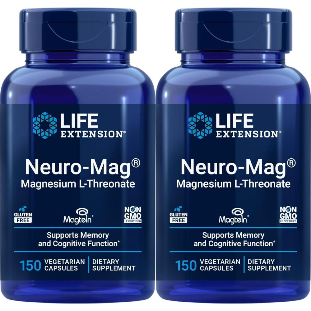 image:imageLife Extension NeuroMag 150 Vegetarian Capsules Pack of 2 Magnesium LThreonate Magtein Supplement