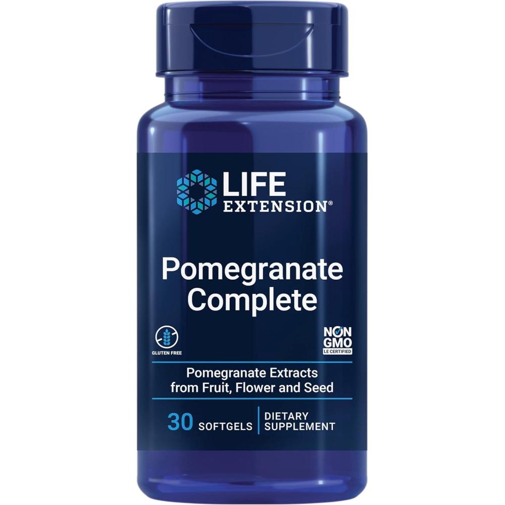 image:imageLife Extension Pomegranate Complete Fruit Extract Flower Seed Oil Extract Cardiovascular Health antioxidant Support superfood Supplement Gluten Free NonGMO 30 softgels30 Count Pack of 1