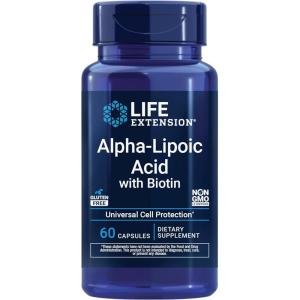 image:imageLife Extension AlphaLipoic Acid with Biotin for Cell Protection Universal antioxidant for Liver amp Nerve Health GlutenFree NonGMO 60 Capsules
