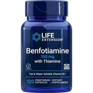 image:imageLife Extension Benfotiamine with Thiamine Healthy Blood Sugar Metabolism Support 100 mg benfotiamine Cardiovascular Health Brain Health NonGMO GlutenFree 120 Vegetarian Capsules120 Count Pack of 1