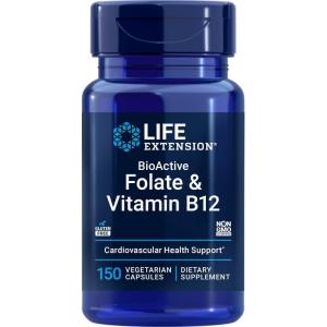 image:imageLife Extension BioActive Folate amp Vitamin B12 150 Vegetarian Capsules  Non GMO Gluten Free Supplement