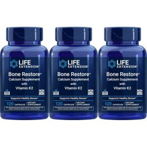 image:imageLife Extension Bone Restore Calcium Supplement with Vitamin K2 120 Capsules Pack of 3