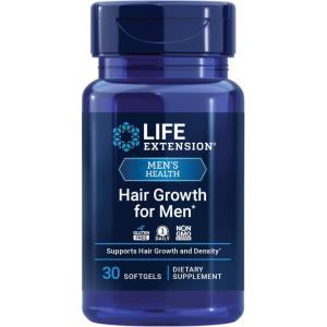 image:imageLife Extension Hair Growth for Men ActriSave Prickly pear and Black Rice VISPO Saw Palmetto Supports Hair Growth Fullness and Density NonGMO 1Daily GlutenFree 30 softgels
