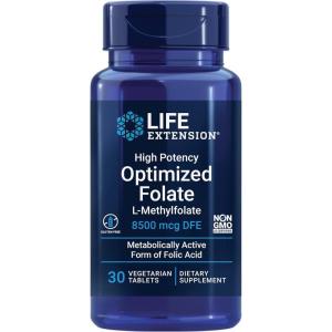 image:imageLife Extension High Potency Optimized Folate  Lmethylfolate  Folic Acid 8500 mcg DFE  Heart amp Brain Support Healthy Homocysteine Levels  GlutenFree NonGMO Vegetarian  30 Tablets