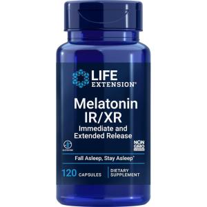 image:imageLife Extension Melatonin IRXR 120 Capsules  Immediate amp 7 Hour ExtendedRelease  Night Time Supplement  Supports Staying Asleep  NonGMO GlutenFree120 Count Pack of 1
