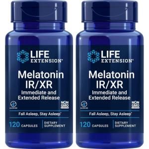 image:imageLife Extension Melatonin IRXR 120 Capsules Pack of 2  Immediate amp ExtendedRelease for 7 Hours Support  Night Time Supplement  Stay Asleep All Night Long  NonGMO GlutenFree
