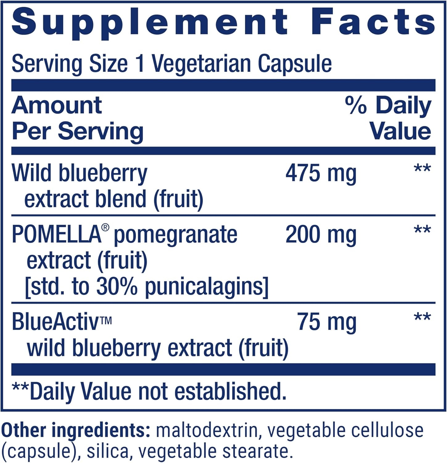 image:imageLife Extension Blueberry Extract and Pomegranate arterial Health Support antioxidant Defense GlutenFree NonGMO Vegetarian 60 Vegetarian CapsulesStandard Packaging