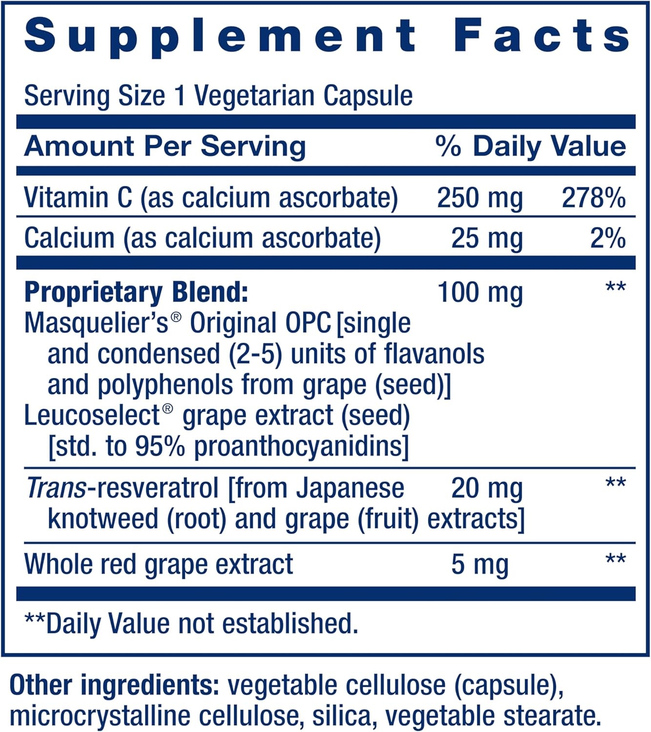 image:imageLife Extension Grapeseed Extract Vitamin C Calcium resveratrol polyphenols Cardiovascular Health antioxidant Protection GlutenFree NonGMO Vegetarian 60 Capsules