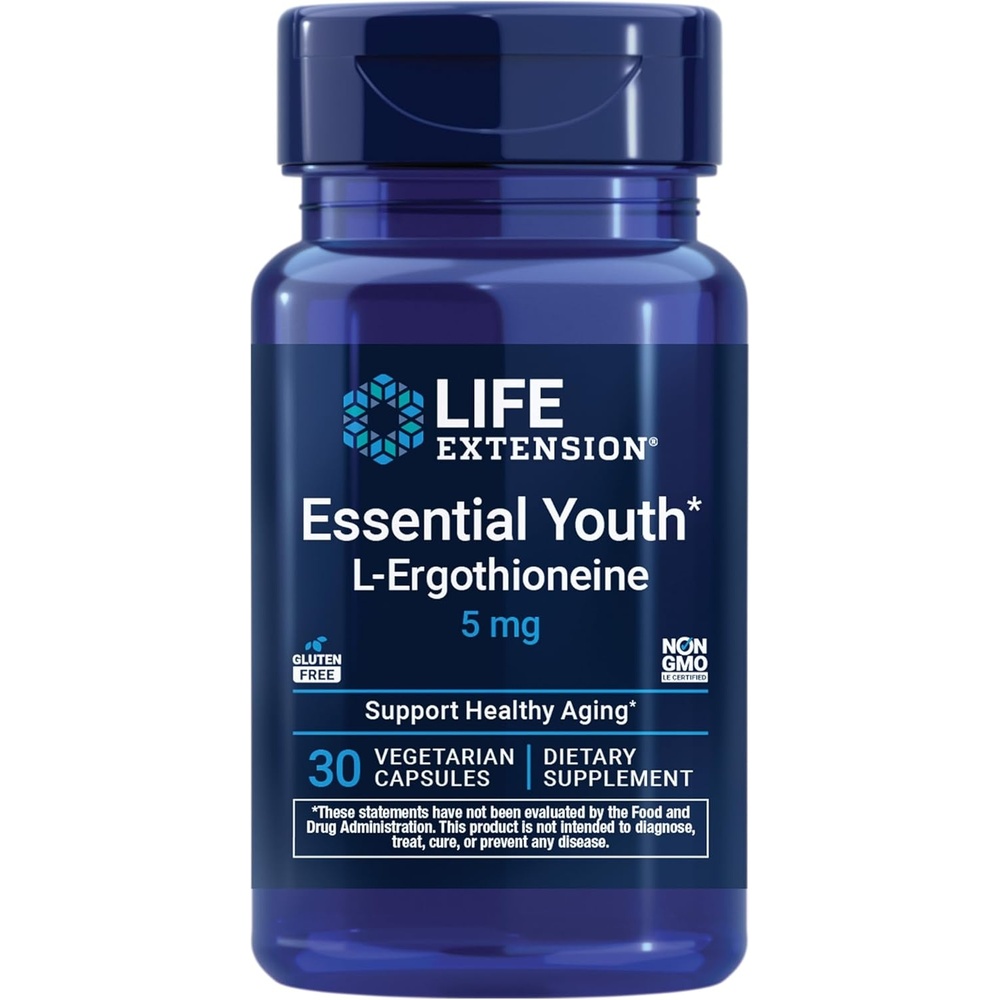 image:imageLife Extension Essential Youth LErgothioneine Promotes Longevity amp Healthy Aging GlutenFree NonGMO Vegetarian 5 mg 30 Vegetarian CapsulesNutritional Supplement