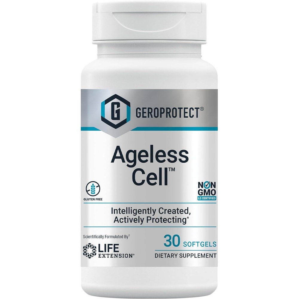 image:imageLife Extension GEROPROTECT Ageless Cell Cellular Health Healthy Aging Vitamin E NAcetylLcysteine Green Tea Extract myricetin Gluten Free NonGMO 30 softgels