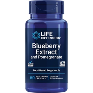 image:imageLife Extension Blueberry Extract and Pomegranate arterial Health Support antioxidant Defense GlutenFree NonGMO Vegetarian 60 Vegetarian CapsulesStandard Packaging