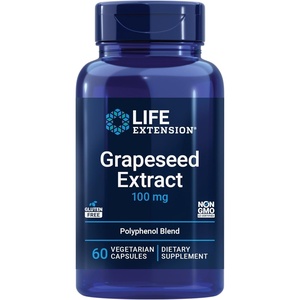 image:imageLife Extension Grapeseed Extract Vitamin C Calcium resveratrol polyphenols Cardiovascular Health antioxidant Protection GlutenFree NonGMO Vegetarian 60 Capsules