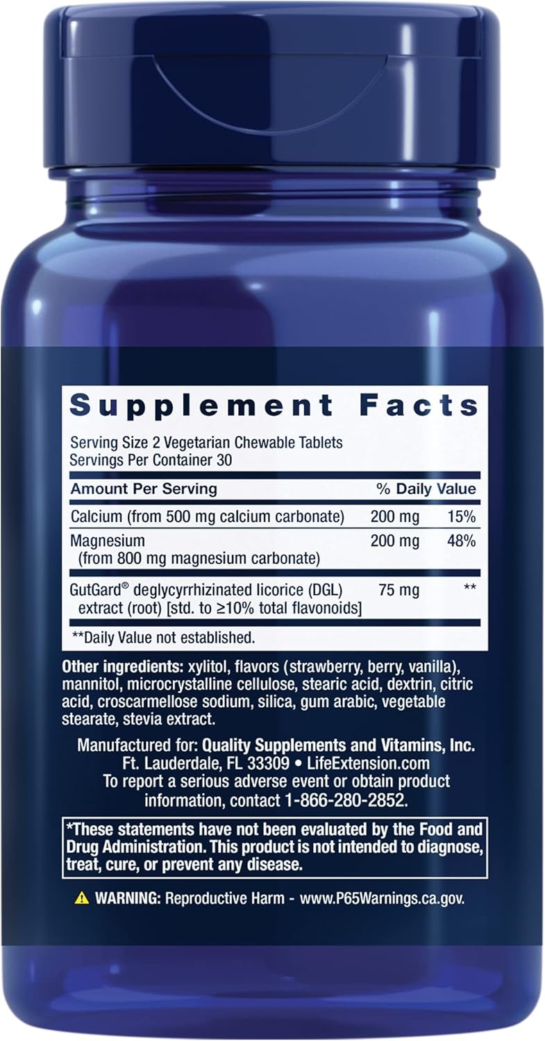 image:imageLife Extension EsophaCool Gut Health Supplements with Calcium Magnesium amp DGL Licorice Root Extract for Healthy Digestion Stomach Relief amp PH Balance GlutenFree Vegetarian 60 Chewable Tablets
