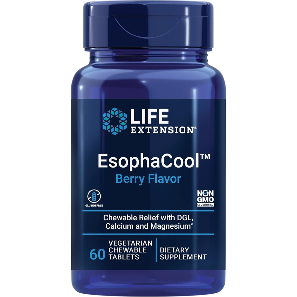 image:imageLife Extension EsophaCool Gut Health Supplements with Calcium Magnesium amp DGL Licorice Root Extract for Healthy Digestion Stomach Relief amp PH Balance GlutenFree Vegetarian 60 Chewable Tablets