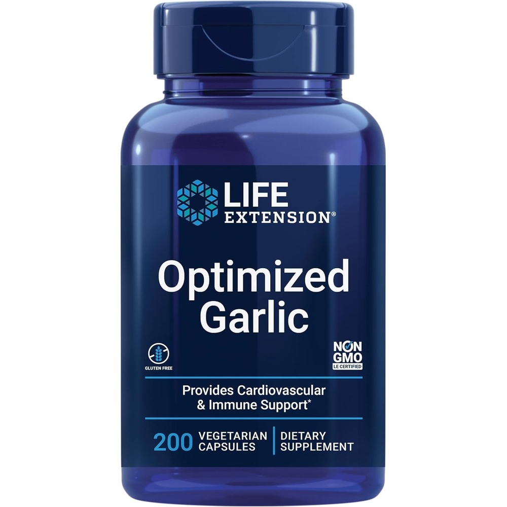 image:imageLife Extension Optimized Garlic standardized Capsules for Heart Health Immune Support Cellular detoxification and Healthy platelet Function GlutenFree NonGMO Vegetarian 200 Capsules