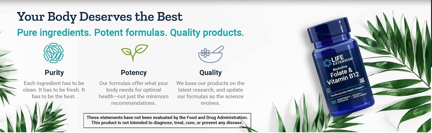 image:imageLife Extension BioActive Folate amp Vitamin B12 150 Vegetarian Capsules Pack of 2 Non GMO Gluten Free