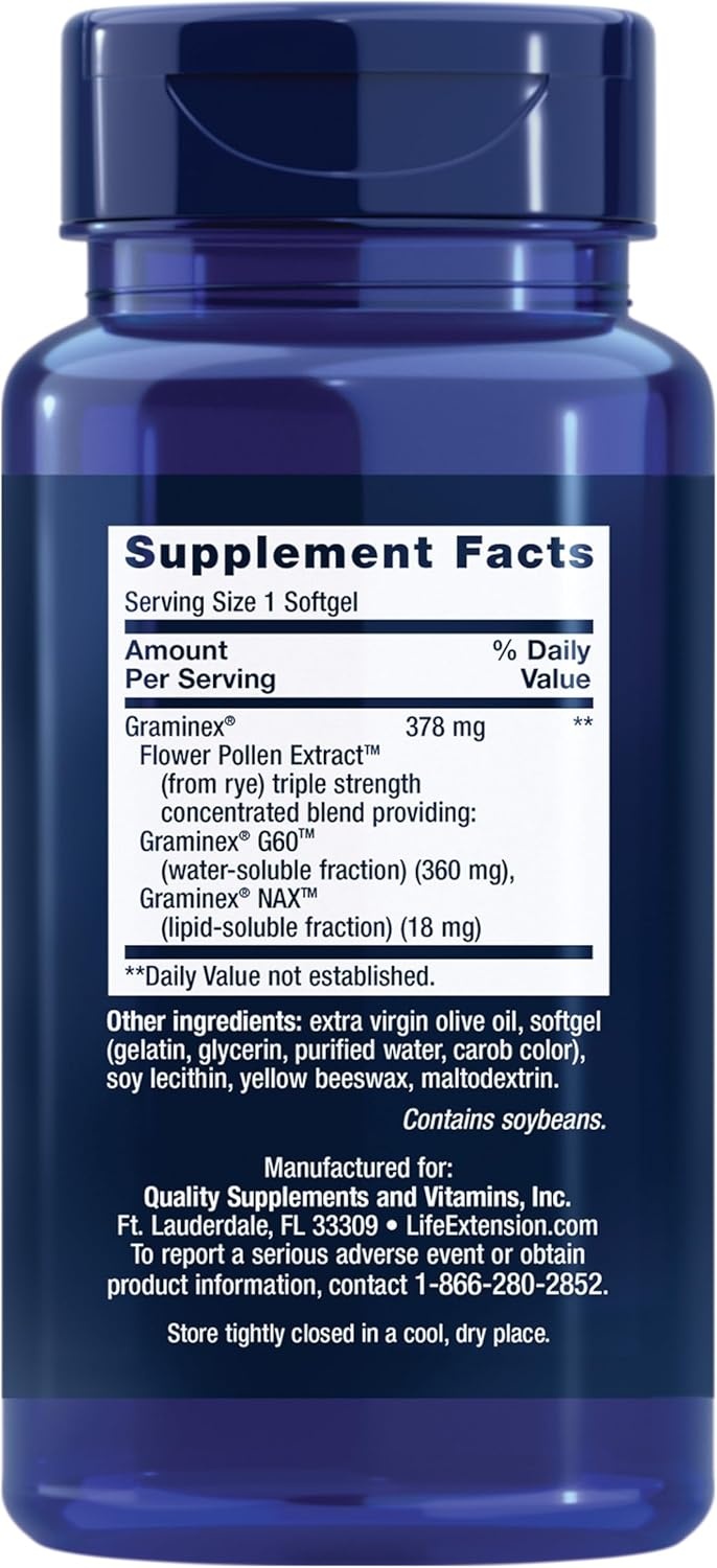image:imageLife Extension Triple Strength ProstaPollen Prostate Health Prostate Function Flower Pollen Extract Gluten Free 30 softgels