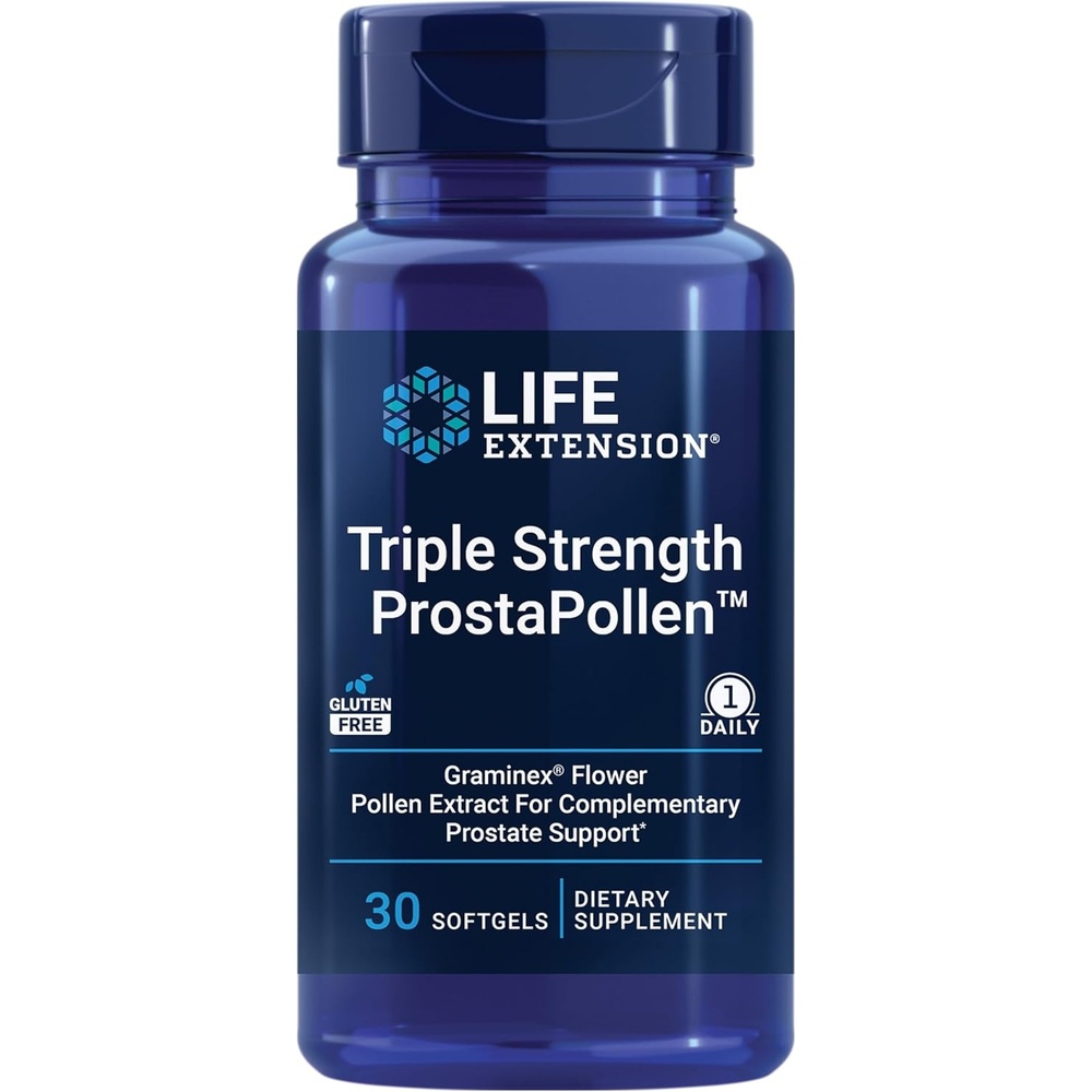 image:imageLife Extension Triple Strength ProstaPollen Prostate Health Prostate Function Flower Pollen Extract Gluten Free 30 softgels