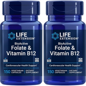 image:imageLife Extension BioActive Folate amp Vitamin B12 150 Vegetarian Capsules Pack of 2 Non GMO Gluten Free